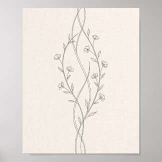 Minimalist Line Botanical Wedding Poster