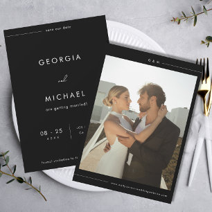 Minimalist Line Elegant Modern Photo Wedding Save The Date