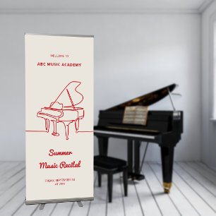 Minimalist Line Grand Piano Music Recital Retractable Banner