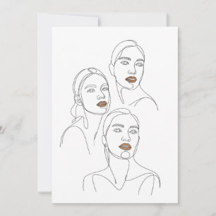 Minimalist Line Portraits of Women Invitation