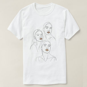 Minimalist Line Portraits of Women T-Shirt