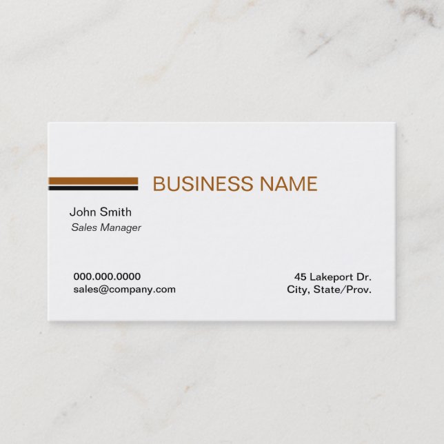 Minimalist Linear White Business Cards (Front)