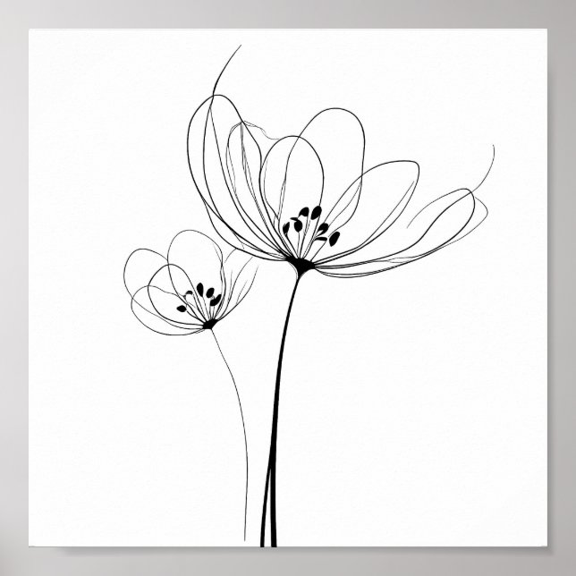 Minimalist lined drawn flowers poster (Front)