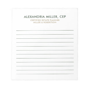 Minimalist Lined Name Title Company Notepad