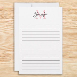 Minimalist Lined Personalised Chic Monogram Stationery