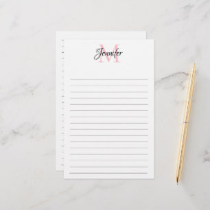 Minimalist Lined Personalised Monogram Stationery