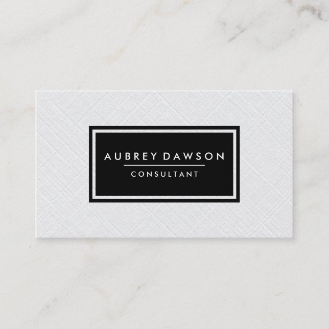 Minimalist Linen Faux Black Etiquette Business Card (Front)