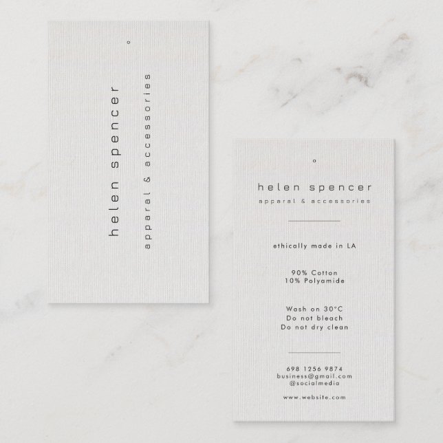Minimalist Linen Texture Clothing Tag (Front/Back)