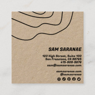 Minimalist Lines Abstract KRAFT Unique Graphic Square Business Card