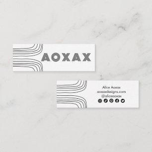 Minimalist Lines Abstract Shapes Unique Graphic BW Mini Business Card