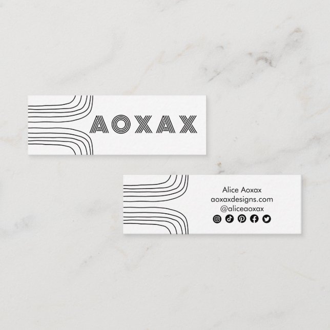 Minimalist Lines Abstract Shapes Unique Graphic BW Mini Business Card (Front/Back)
