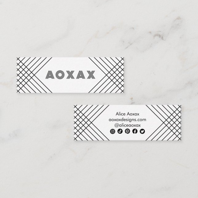 Minimalist Lines Abstract Shapes Unique Graphic BW Mini Business Card (Front/Back)