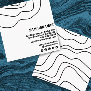 Minimalist Lines Abstract Shapes Unique Graphic BW Square Business Card
