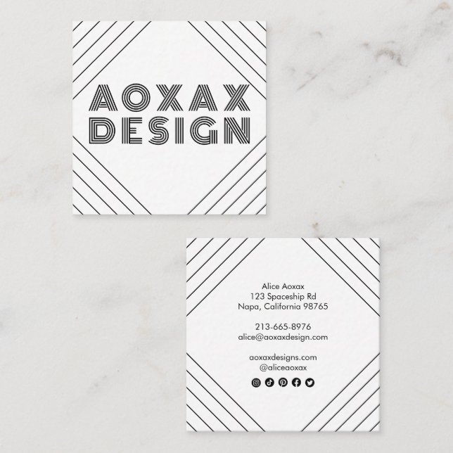 Minimalist Lines Abstract Shapes Unique Graphic Square Business Card (Front/Back)