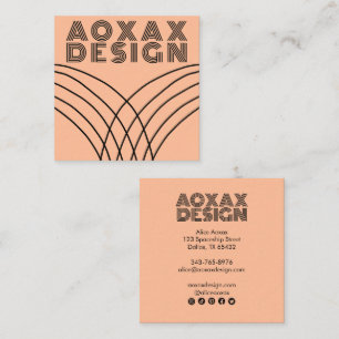 Minimalist Lines Abstract Shapes Unique Peach Fuzz Square Business Card