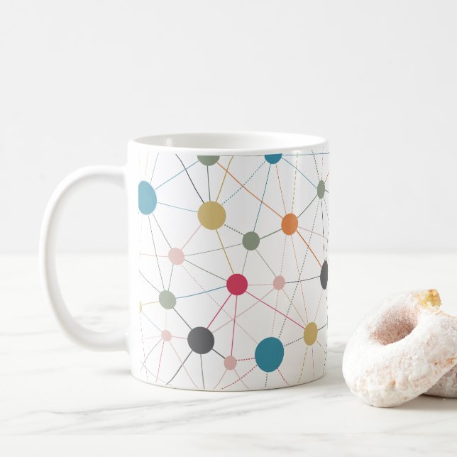 Minimalist lines and dots coffee mug (With Donut)