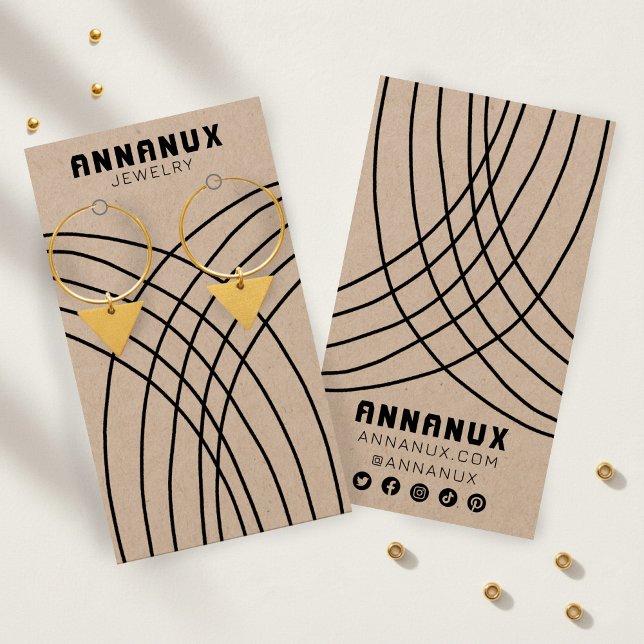 Minimalist Lines Earring Jewellery Display KRAFT (Minimalist Lines Earring Jewelry Display card KRAFT Social Media Icons CUSTOM
)