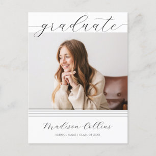 Minimalist Lines Graduation Party Photo Invitation Postcard