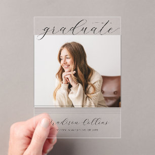 Minimalist Lines Graduation Photo Acrylic Invitations