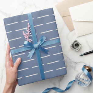Minimalist Lines on Gray Blue Wrapping Paper