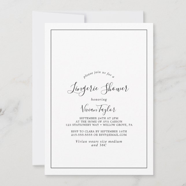 Minimalist Lingerie Shower Invitation (Front)