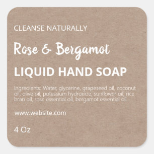 Minimalist Liquid Hand Soap Kraft Labels