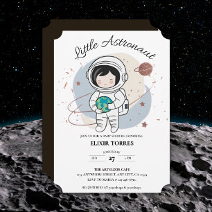 Minimalist Little Astronaut Baby Shower  Invitation