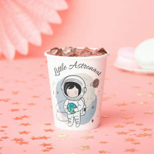 Minimalist Little Astronaut Baby Shower Paper Cups