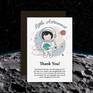 Minimalist Little Astronaut Baby Shower Thank You Card