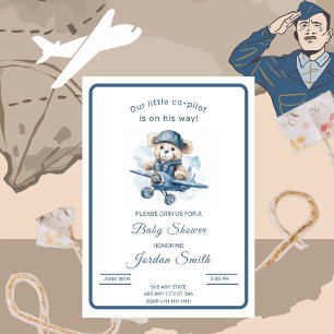 Minimalist Little Co-Pilot Boy Baby Shower Invitation