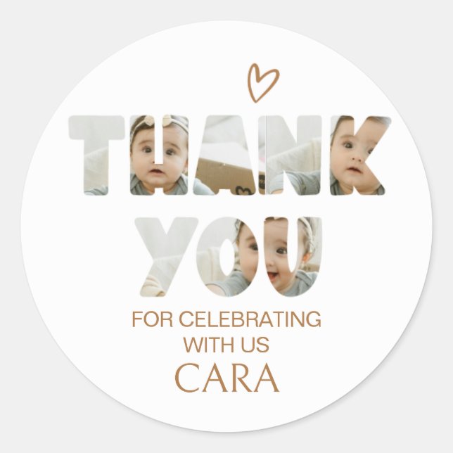 Minimalist Little Miss Photo Birthday Party Classic Round Sticker (Front)