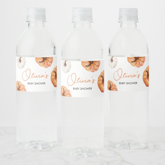 Minimalist Little Pumpkin Baby Shower Bottle Label (Bottles)