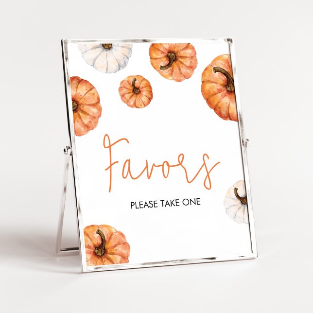 Minimalist Little Pumpkin Baby Shower Favours Poster (Minimalist Pumpkin Baby Shower Favors Sign)