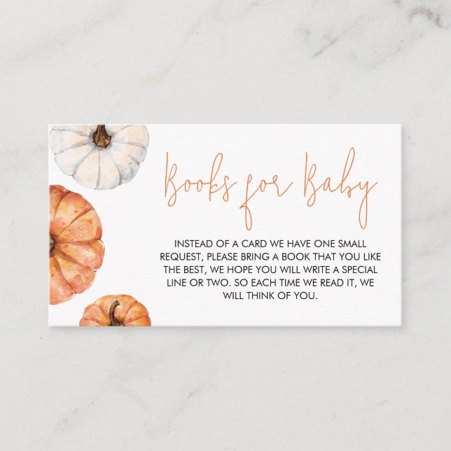 Minimalist Little Pumpkin Books for Baby Enclosure Card (Front)