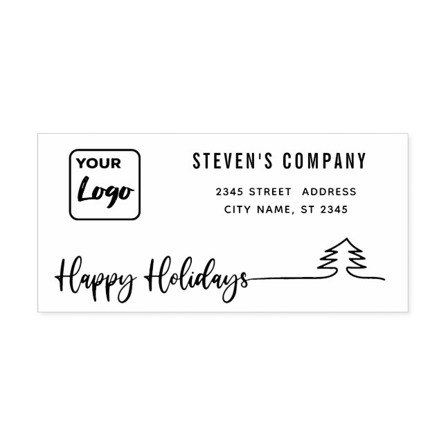 Minimalist logo calligraphy Happy Holidays Rubber Self-inking Stamp (Design)