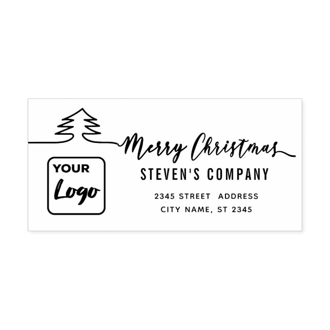 Minimalist logo calligraphy Merry Christmas Rubber Self-inking Stamp (Design)