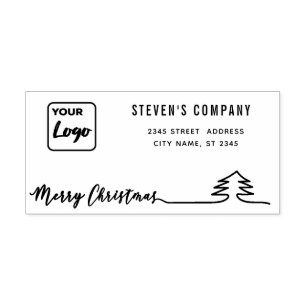 Minimalist logo calligraphy Merry Christmas Rubber Self-inking Stamp