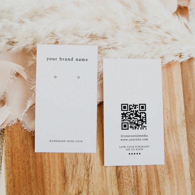 Minimalist Logo Earrings Display Card With QR code (Creator Uploaded)