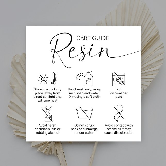 Minimalist Logo Epoxy Resin Care Guide Thank You Square Business Card (Creator Uploaded)