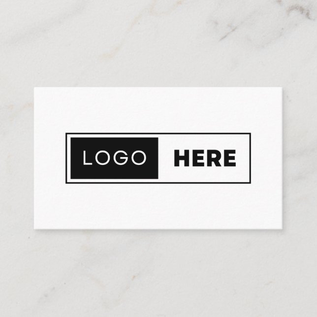 Minimalist Logo Here Black And White Social Media  Business Card (Front)