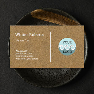 Minimalist logo kraft cork wood business card