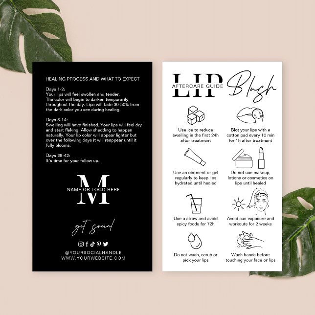 Minimalist Logo Lip Blush Aftercare Instructions Business Card (Creator Uploaded)