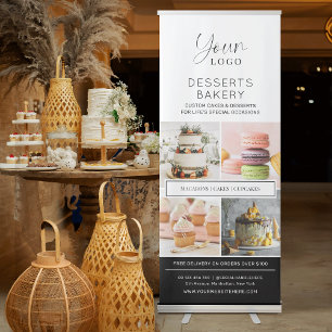 Minimalist Logo Photo Collage Business Bakery Retractable Banner