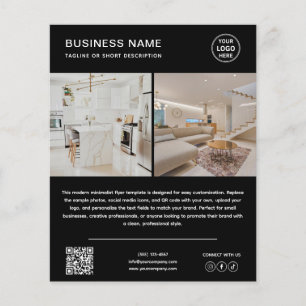 Minimalist Logo Photo QR Code Black Business Flyer