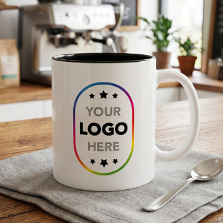 Minimalist Logo Promotional Merch - Branded Two-Tone Coffee Mug
