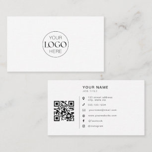Minimalist Logo QR Code Social Media Icons Chic Business Card