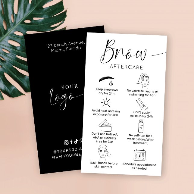 Minimalist Logo Simple Brows Care Instructions Business Card (Creator Uploaded)