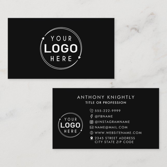 Minimalist Logo Social Media Icons Business Card (Front/Back)