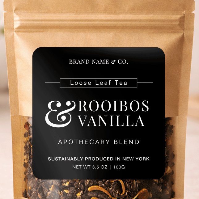 Minimalist Loose Leaf Tea Black Product Label (Creator Uploaded)