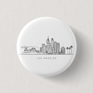 Minimalist Los Angeles Skyline Illustration 3 Cm Round Badge